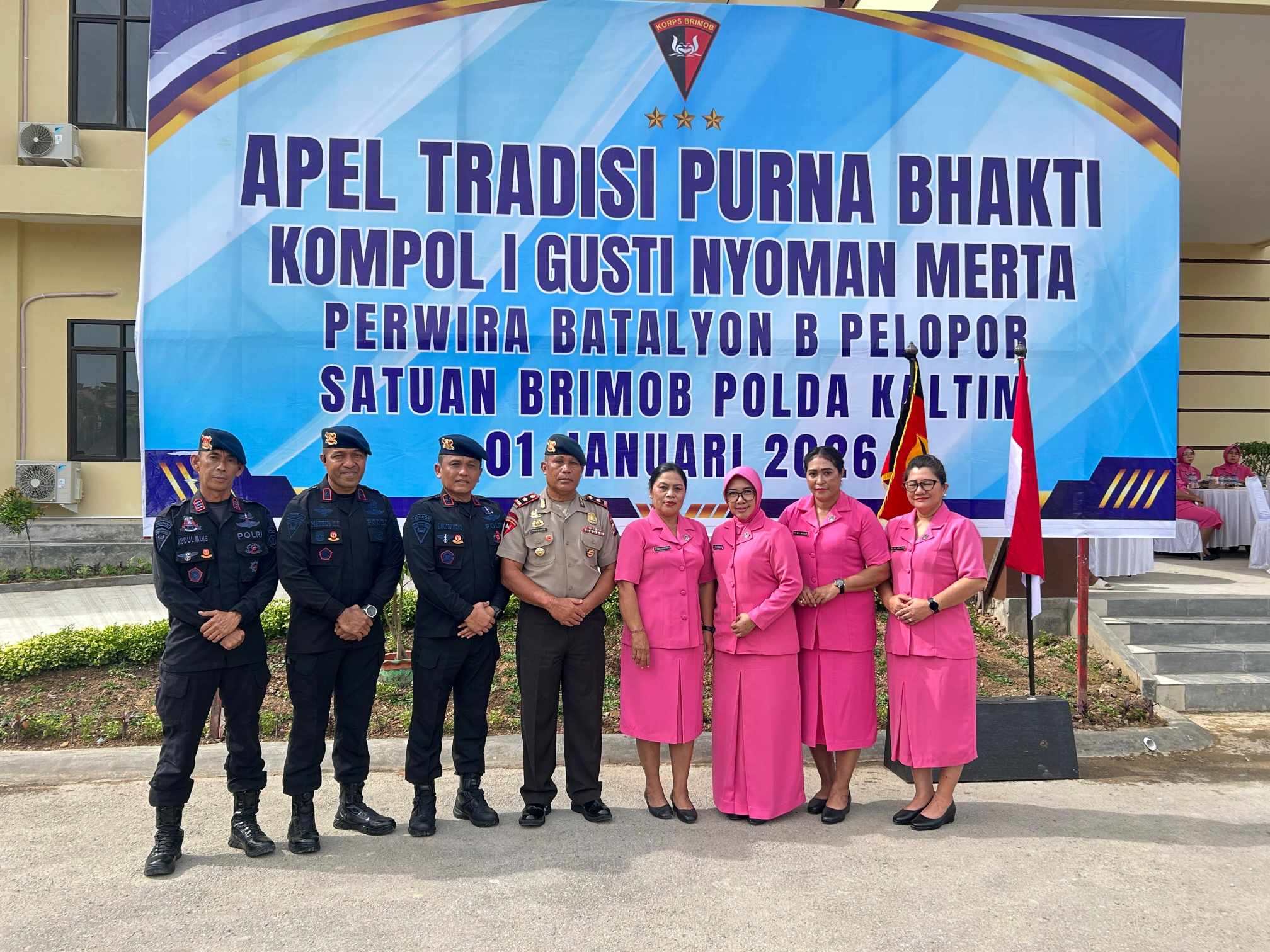 Wujud Penghormatan Tertinggi, Batalyon B Pelopor Gelar Apel Tradisi Purna Bakti Kompol I Gusti Nyoman Merta