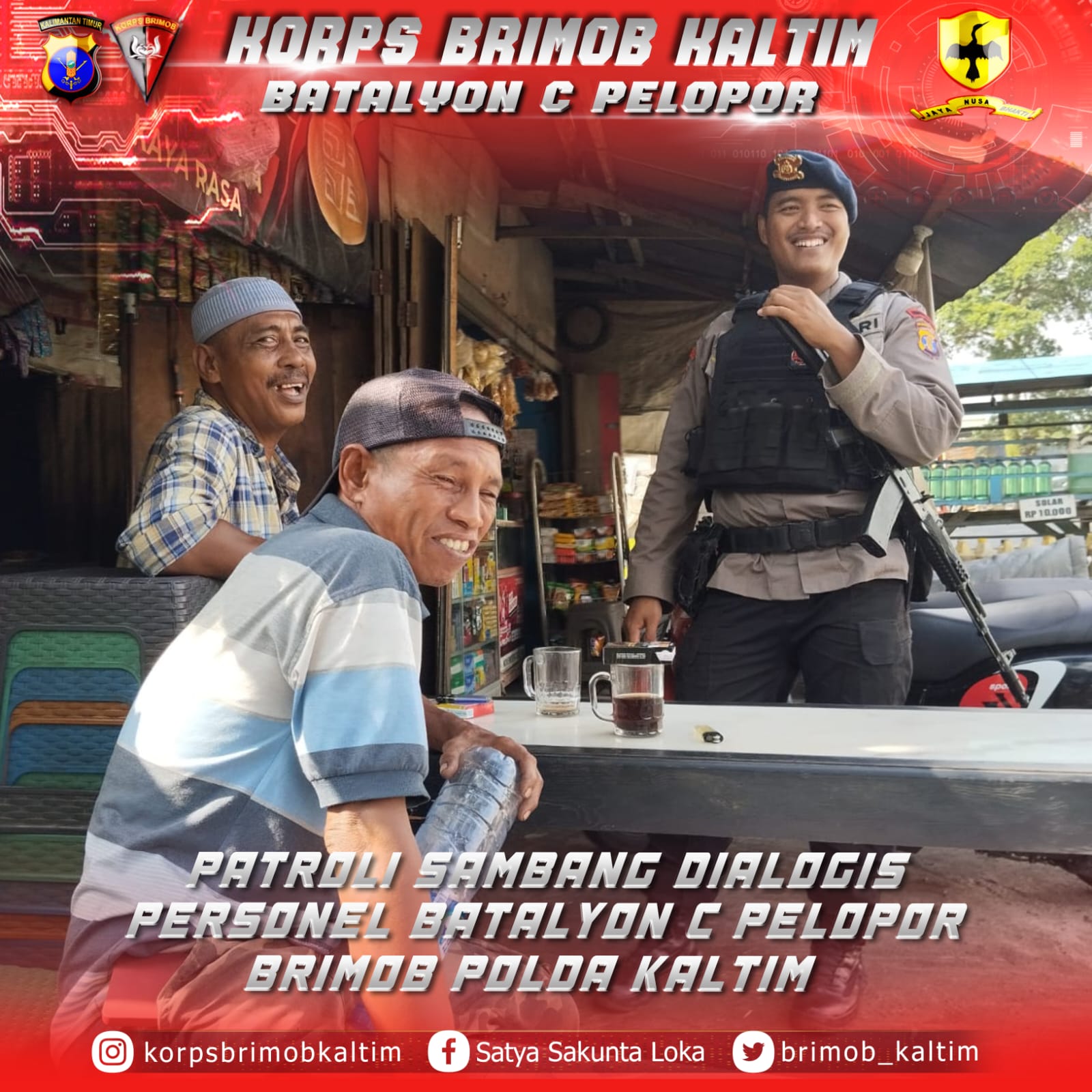 Patroli Sambang Dialogis Personel Batalyon C Pelopor Brimob Polda Kaltim