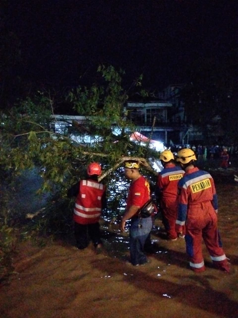 Brimob Tangani Cepat Kasus Pohon Tumbang dan Banjir di Jl. MT Haryono Balikpapan