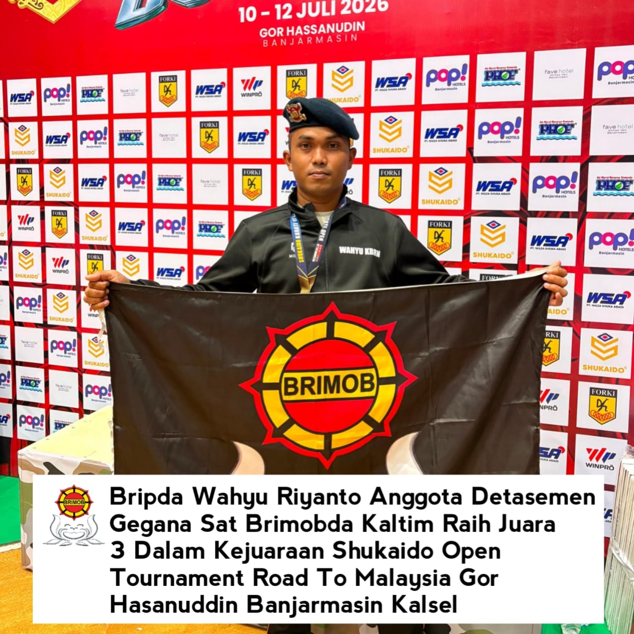 Bripda Wahyu Riyanto Raih Juara 3 pada Kejuaraan Shukaido Open Tournament Road To MalaysiaBanjarmasin,