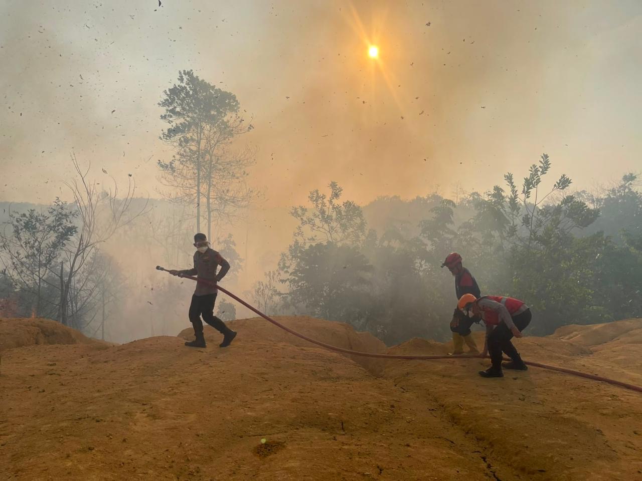Cegah Meluasnya Karhutla, Tim Respons Bencana Kompi 3 Batalyon C Pelopor Koordinasi Pemadaman Lahan di Berau